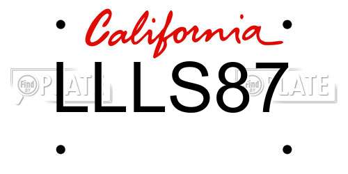 LLLS87 California License Plate