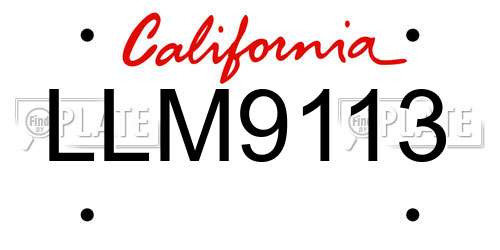 LLM9113 California License Plate