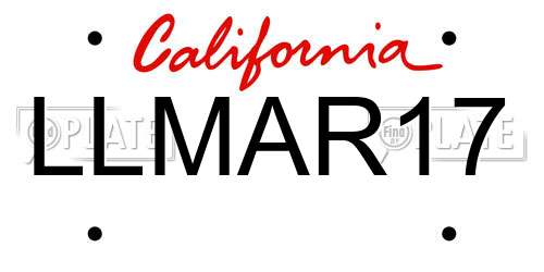LLMAR17 California License Plate