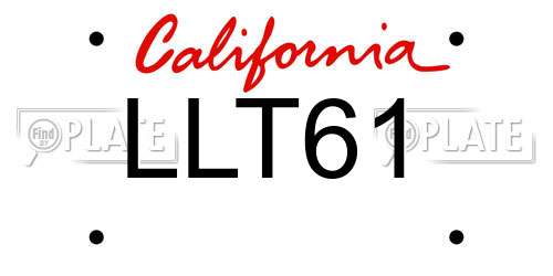LLT61 California License Plate