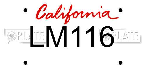 LM116 California License Plate