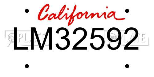 LM32592 California License Plate