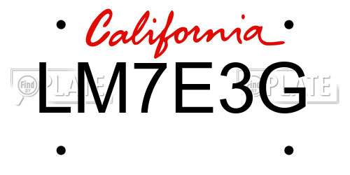 LM7E3G California License Plate
