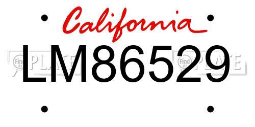 LM86529 California License Plate