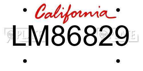 LM86829 California License Plate