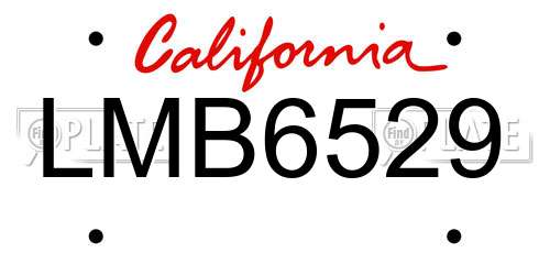 LMB6529 California License Plate