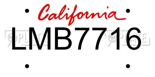 LMB7716 California License Plate