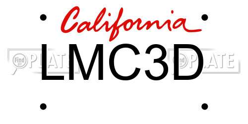 LMC3D California License Plate