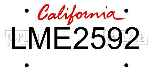LME2592 California License Plate