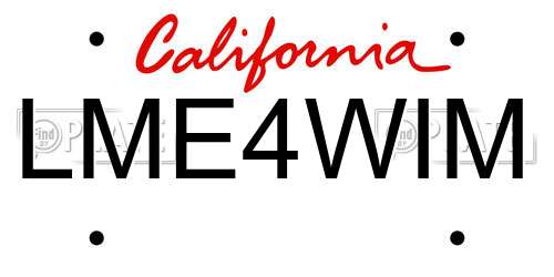 LME4WIM California License Plate