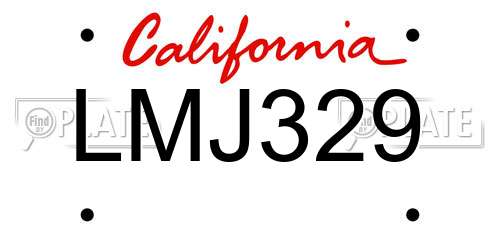 LMJ329 California License Plate