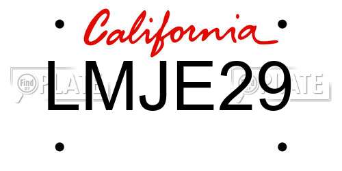 LMJE29 California License Plate