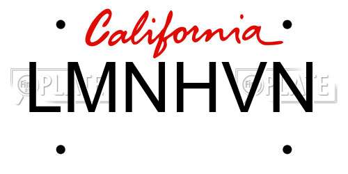 LMNHVN California License Plate