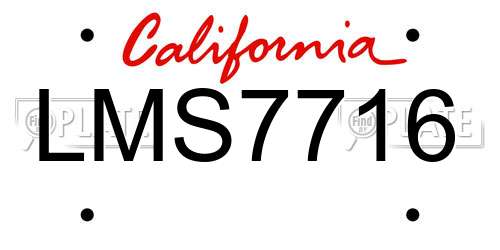 LMS7716 California License Plate