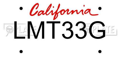 LMT33G California License Plate