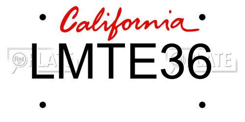 LMTE36 California License Plate