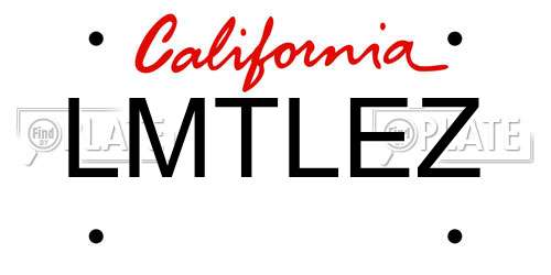 LMTLEZ California License Plate