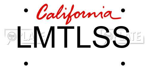 LMTLSS California License Plate