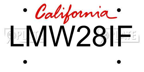 LMW28IF California License Plate