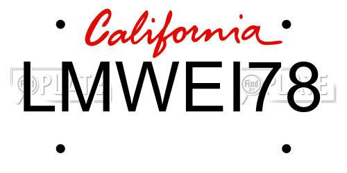 LMWEI78 California License Plate