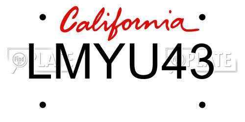 LMYU43 California License Plate