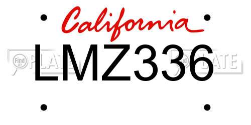 LMZ336 California License Plate