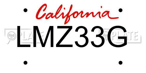LMZ33G California License Plate