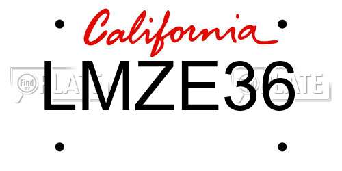 LMZE36 California License Plate