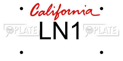 LN1 California License Plate
