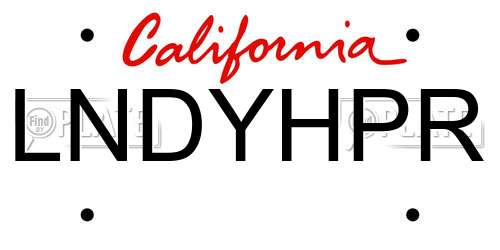 LNDYHPR California License Plate