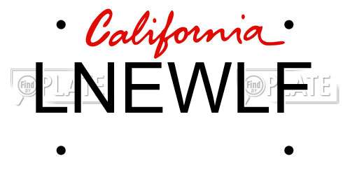 LNEWLF California License Plate