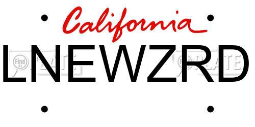 LNEWZRD California License Plate
