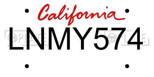 LNMY574 California License Plate