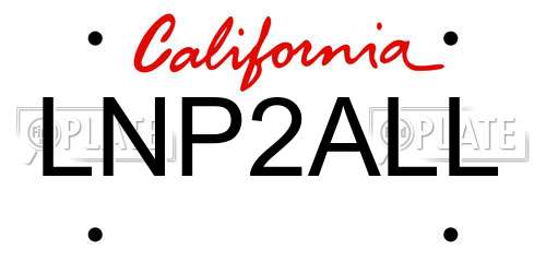 LNP2ALL California License Plate