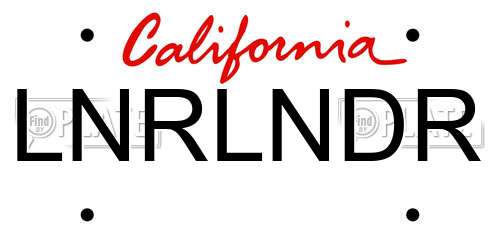 LNRLNDR California License Plate