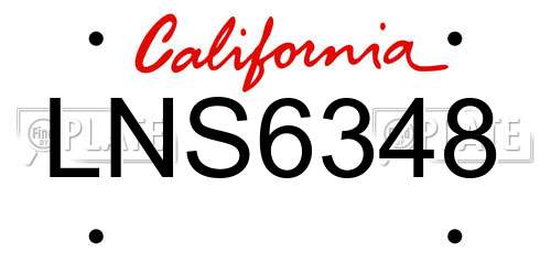 LNS6348 California License Plate