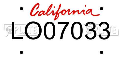 LO07033 California License Plate