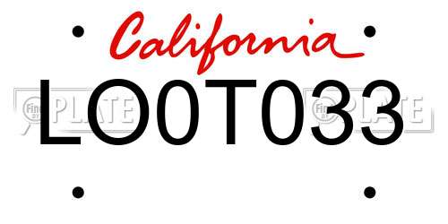 LO0T033 California License Plate
