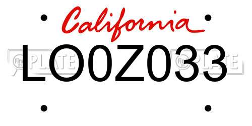 LO0Z033 California License Plate
