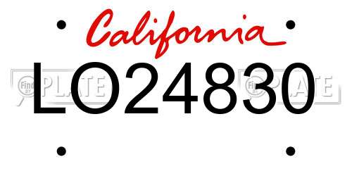 LO24830 California License Plate