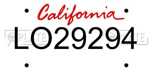 LO29294 California License Plate
