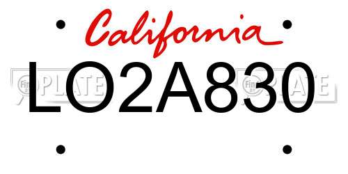 LO2A830 California License Plate