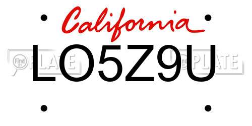 LO5Z9U California License Plate