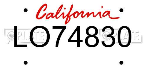 LO74830 California License Plate