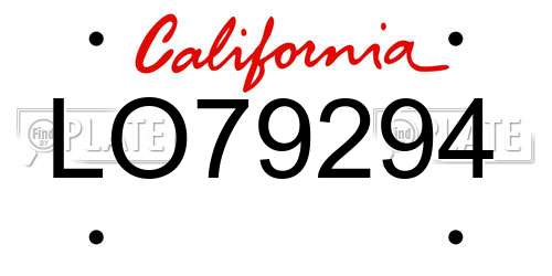LO79294 California License Plate