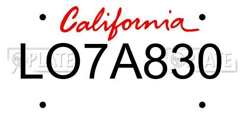 LO7A830 California License Plate