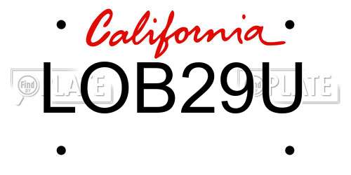 LOB29U California License Plate