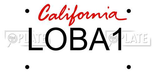 LOBA1 California License Plate