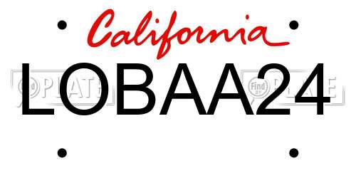 LOBAA24 California License Plate
