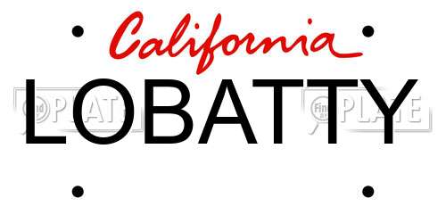 LOBATTY California License Plate